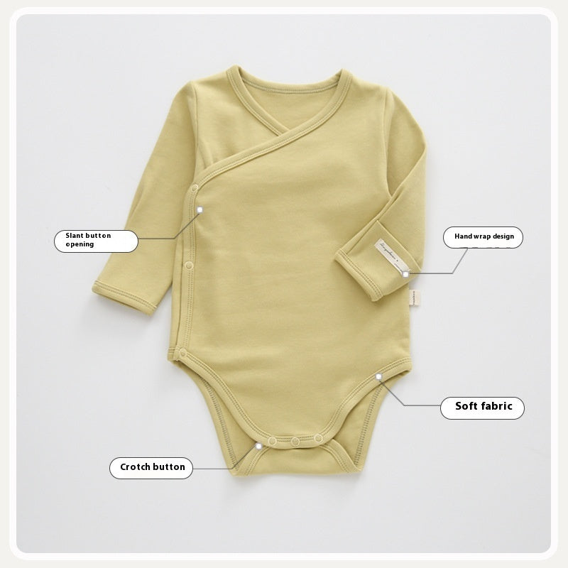 Pure Color Cotton Long-sleeved Newborn Clothes For Boys And Girls