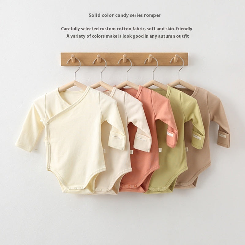 Pure Color Cotton Long-sleeved Newborn Clothes For Boys And Girls