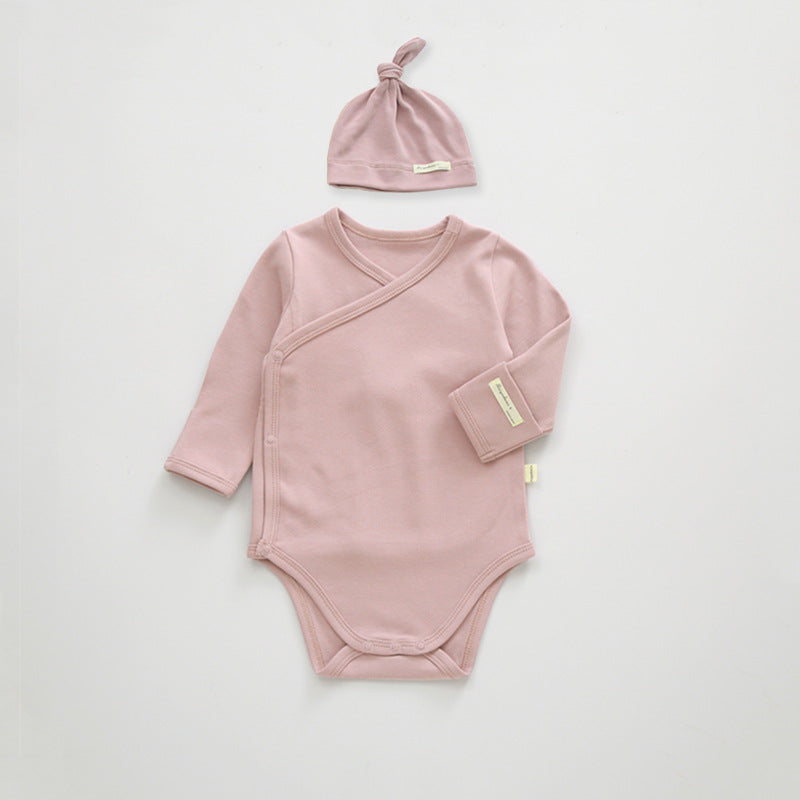 Pure Color Cotton Long-sleeved Newborn Clothes For Boys And Girls