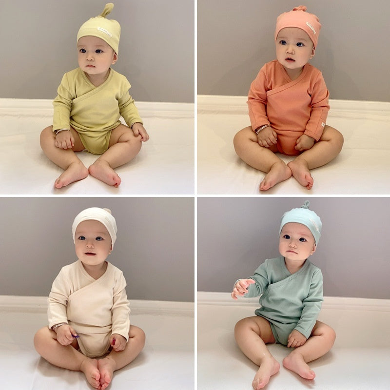 Pure Color Cotton Long-sleeved Newborn Clothes For Boys And Girls