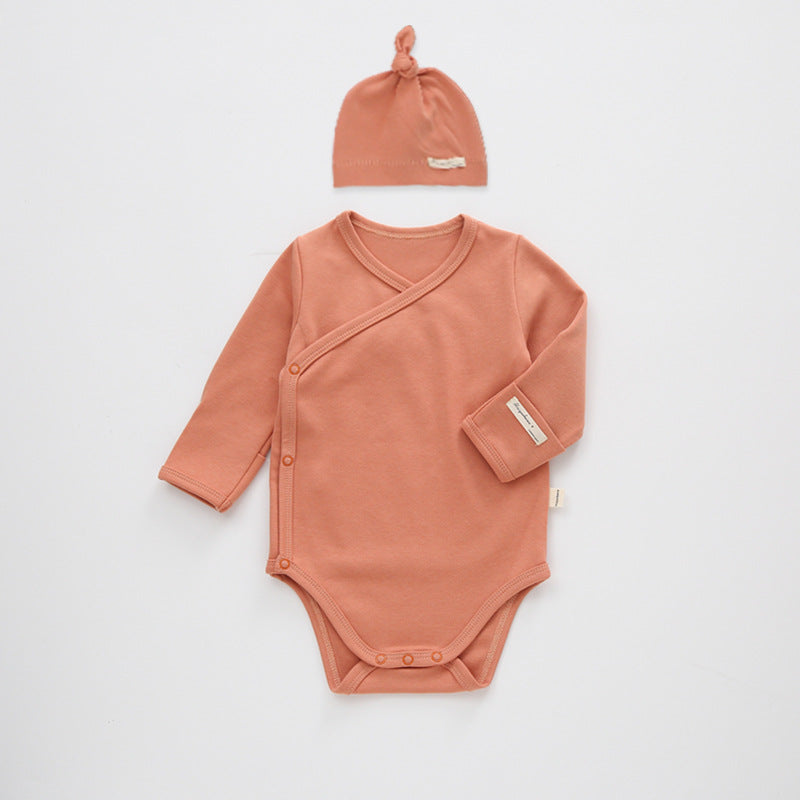 Pure Color Cotton Long-sleeved Newborn Clothes For Boys And Girls