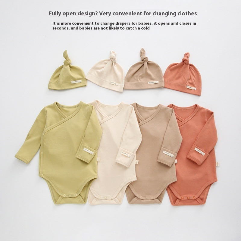 Pure Color Cotton Long-sleeved Newborn Clothes For Boys And Girls